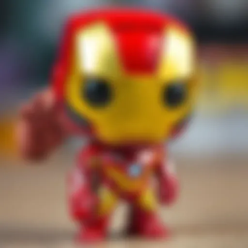 Vibrant Funko Pop Iron Man Figure A detailed view of a Funko Pop Iron Man figure showcasing its vibrant colors.