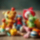 Colorful handmade toys made from natural materials