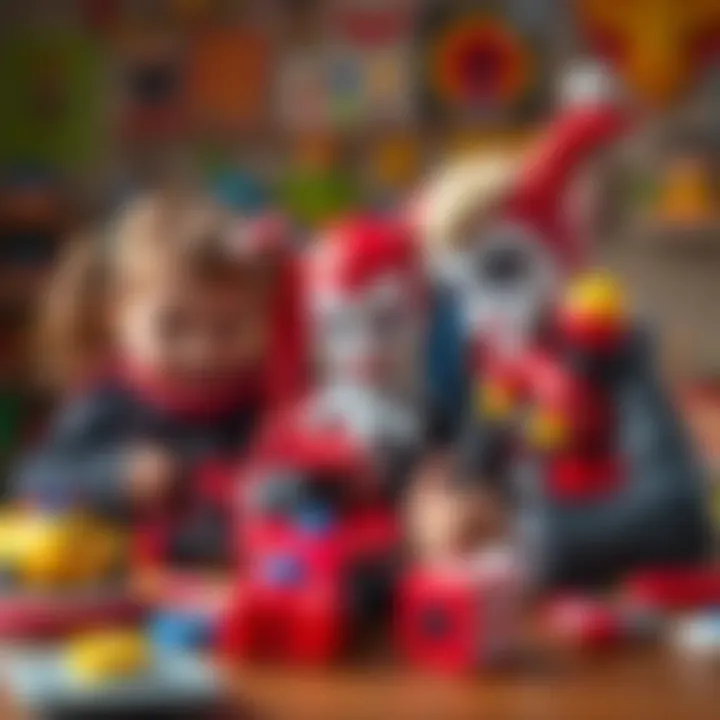 Educational Engagement through Harley Quinn Toys Children engaging with educational Harley Quinn toys