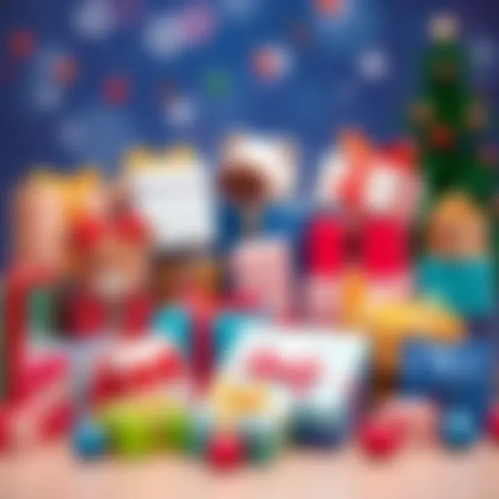 Variety of gift boxes arranged artistically