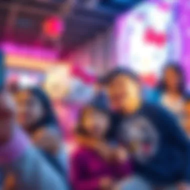 Excited families enjoying the Hello Kitty experience
