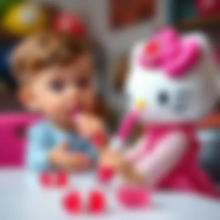 Children applying Hello Kitty lip gloss