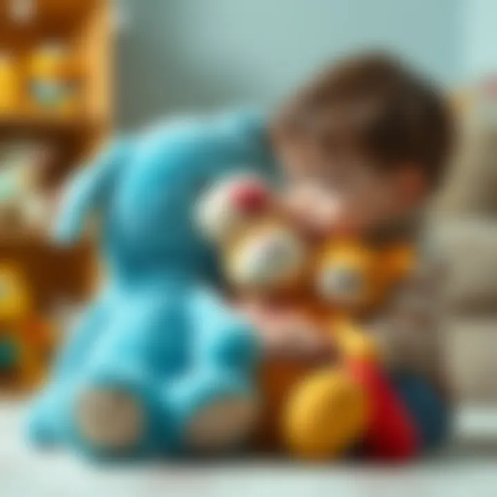 Children engaging with plush toys, showcasing emotional interaction.