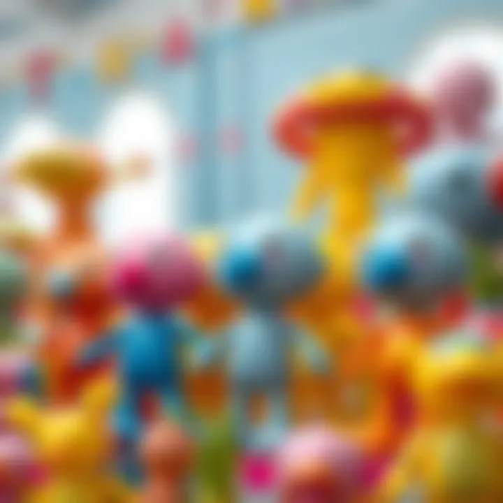 A collection of colorful inflatable dolls displayed in a vibrant setting, showcasing their playful nature.