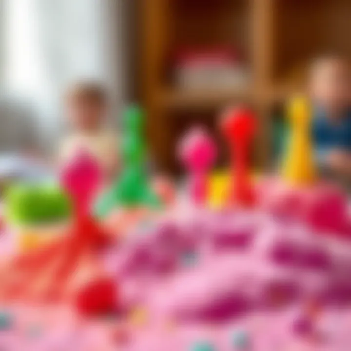 Vibrant Creations with Kinetic Sand Colorful kinetic sand shapes created by children