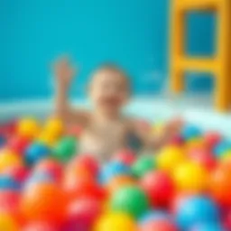 A child enjoying a dry pool filled with colorful foam balls.