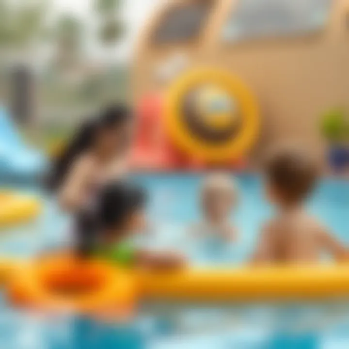 Safe Supervision in Dry Pool Areas Parents supervising children in a safe dry pool environment.