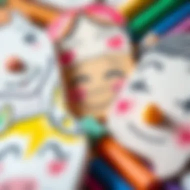 A close-up of colorful dry pastel drawings illustrating emotional themes