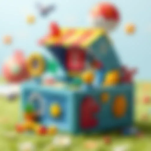 A vibrant illustration showcasing an imaginative play box designed for children.