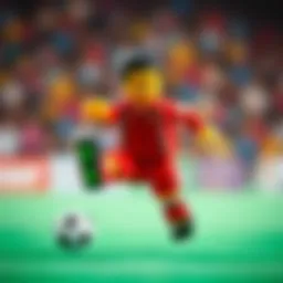 A creative Lego model inspired by Ronaldo's iconic football pose.