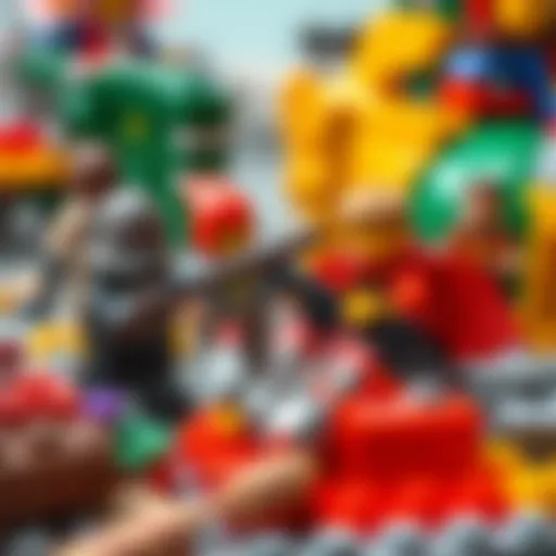 Illustration of a Lego battle showcasing intricate strategies Creative Lego battle scene illustrating strategy development