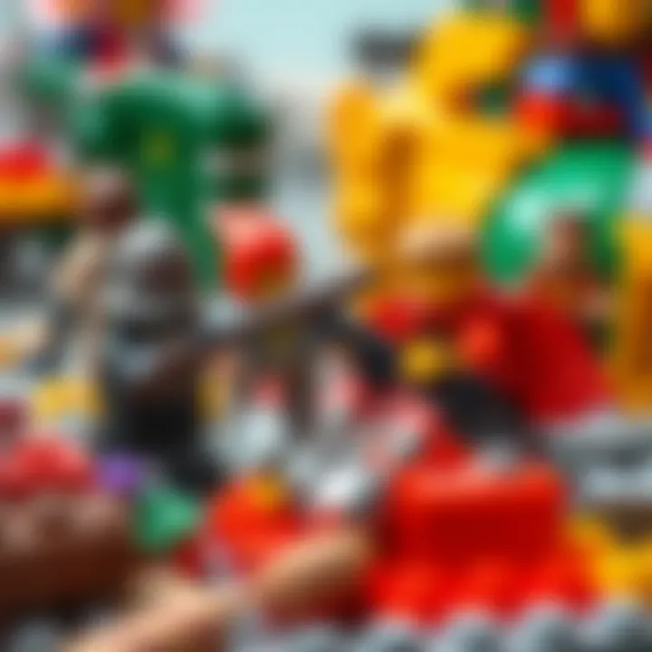 Illustration of a Lego battle showcasing intricate strategies Creative Lego battle scene illustrating strategy development