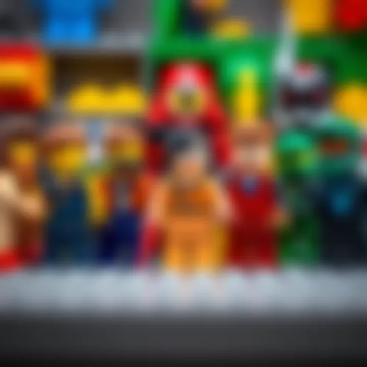 Diverse Lego figures in a strategic environment promoting creativity Lego figures representing diverse characters in a strategic setting