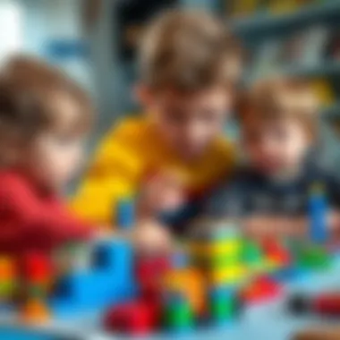 Children engaged in creative play with magnetic building blocks.