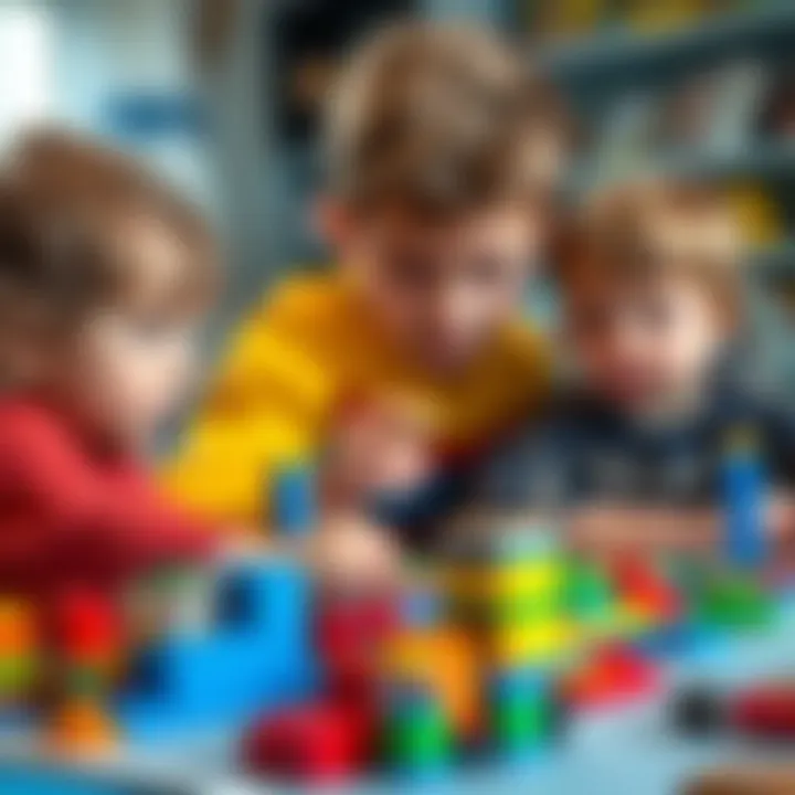Children engaged in creative play with magnetic building blocks.