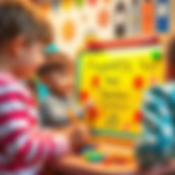 Interactive Learning Experiences Children engaged in learning with a magnetic writing board