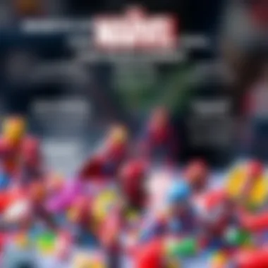 An infographic illustrating the developmental benefits of playing with Marvel-themed toys.