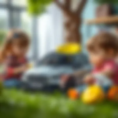 Engaging Playtime with Mercedes Toys Children playing with Mercedes toys in a safe environment