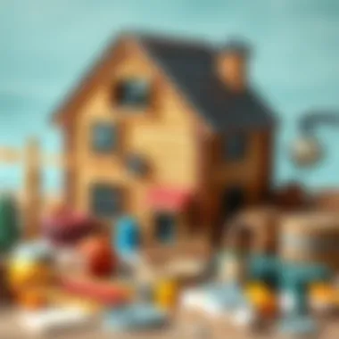 A variety of materials used in miniature house construction