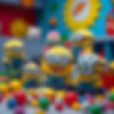 Minion Plush Toys in a Playful Setting A vibrant display of Minion plush toys in a playful environment.