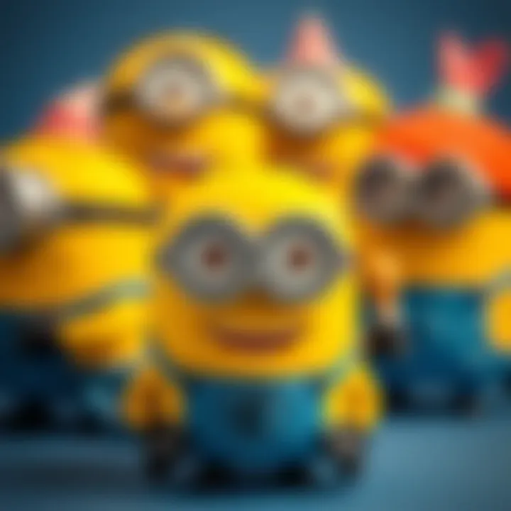 Showcasing Unique Features of Minion Plush Toys An artistic illustration of Minion plush toys demonstrating their unique features.