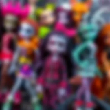 A vibrant display of Monster High dolls showcasing their unique designs and characters
