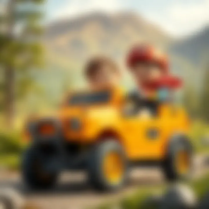 Children engaging in a fun outdoor activity with a mountain cart