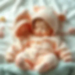 A cozy selection of newborn clothes in soft pastel colors