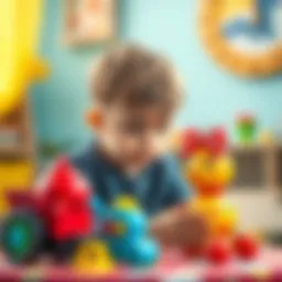 A thoughtful child exploring a colorful toy