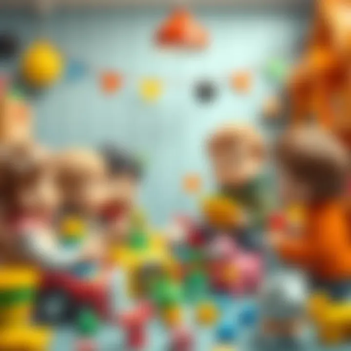 Children sharing toys in a playful environment