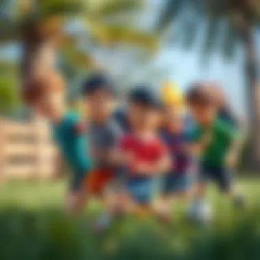 A group of kids participating in a team activity outdoors