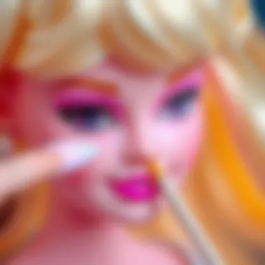 A close-up of the perfect application technique for Barbie pink