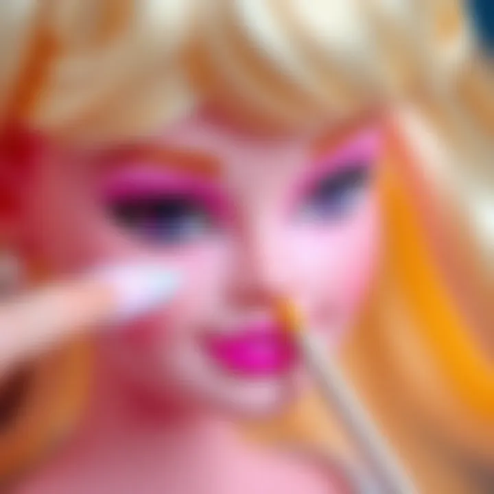 A close-up of the perfect application technique for Barbie pink