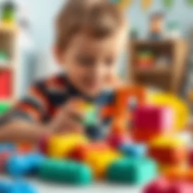Child Exploring Creativity with Pilsan Blocks Child engaged in creative play with building blocks