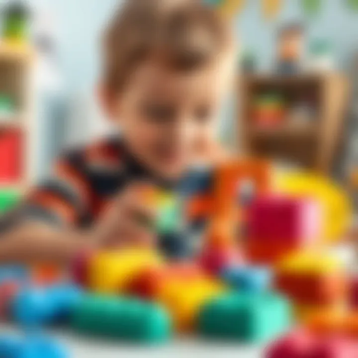 Child Exploring Creativity with Pilsan Blocks Child engaged in creative play with building blocks