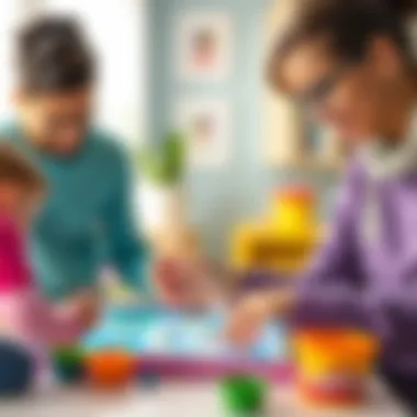 Parents guiding children using Play-Doh Touch for development