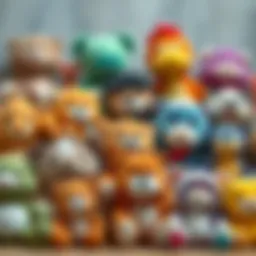 A collection of plush toys showcasing various animals and characters.