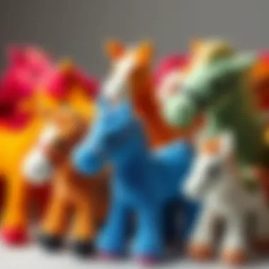 Diverse Plush Horses A collection of plush horses in various colors and sizes