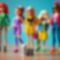 A collection of colorful Polly Pocket outfits showcasing different styles.