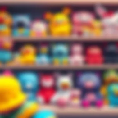 Popular puffy toy brands showcased on a shelf
