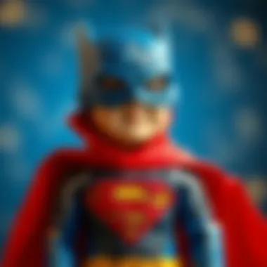 Illustration depicting the psychological impact of superhero costumes on children's development.