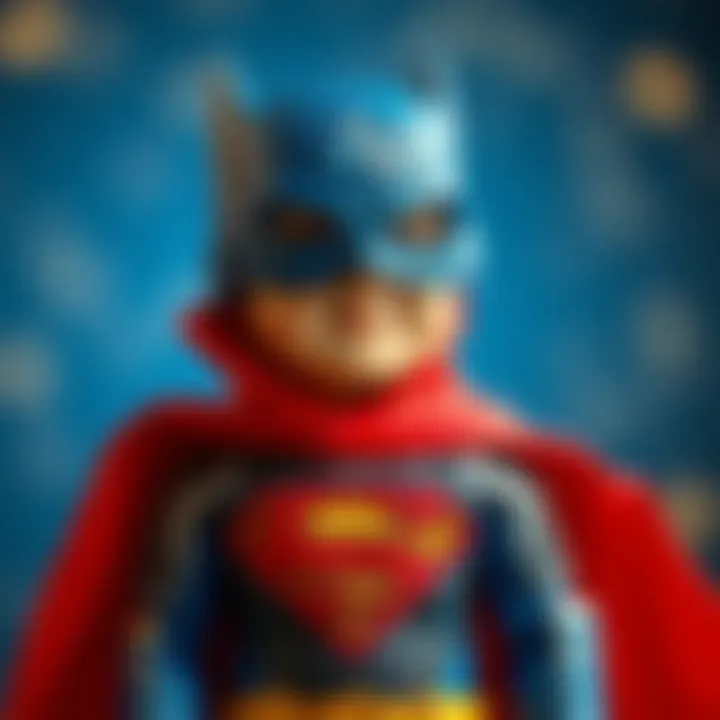 Illustration depicting the psychological impact of superhero costumes on children's development.
