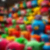 Colorful puffy toys displayed attractively in a store