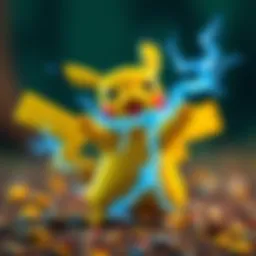 Pikachu in a dynamic pose showcasing its electric abilities