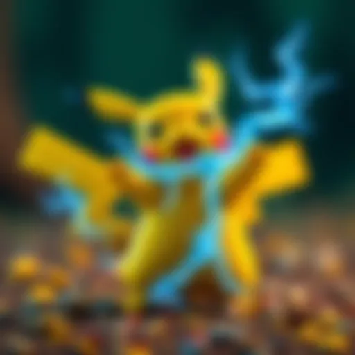 Pikachu in a dynamic pose showcasing its electric abilities