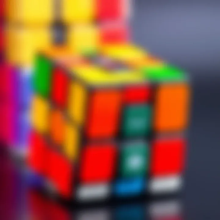 Vibrant Mechanics of the Rubik's Cube A close-up of a Rubik's Cube highlighting its vibrant colors and mechanics