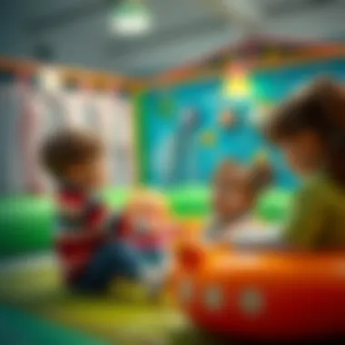 A safe play area where children engage with inflatable dolls, illustrating the importance of safety standards.