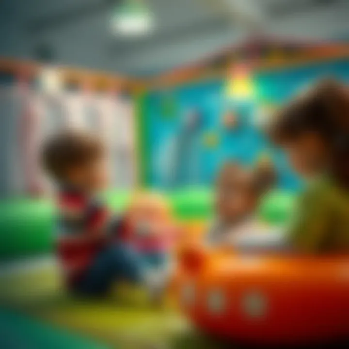 A safe play area where children engage with inflatable dolls, illustrating the importance of safety standards.