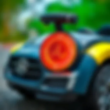 Examining the Safety Features of a Children's Electric Car Close-up view of safety features on a children's electric car