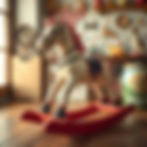 Classic Rocking Horse in Vintage Setting A classic rocking horse displayed in a vintage setting